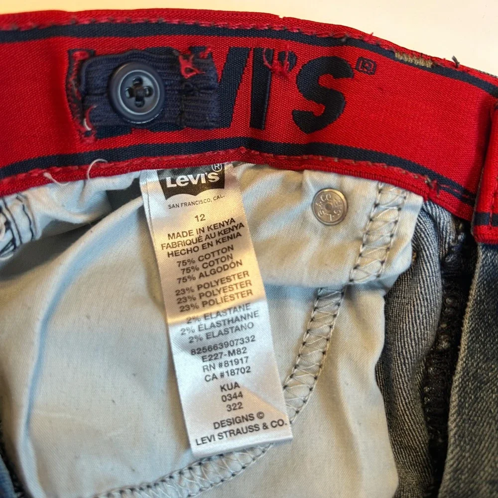 Levi's 511 Kids Jeans Blue Denim Slim Fit Adjustable Waist‎ Size 12 Regular